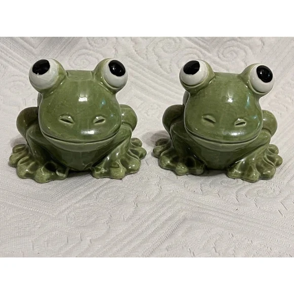 Vintage SALT & PEPPER SHAKERS BIG EYE Frogs JAPAN Ceramic EUC - Picture 3 of 9